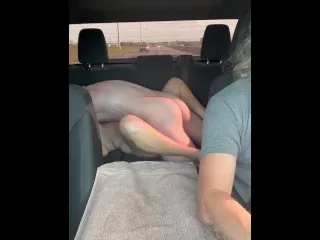 Wife Rides Backseat, Hubby Drives & Thrusts