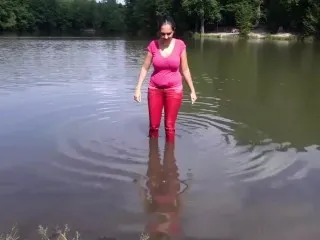 Public Pissing in Jeans at Lake