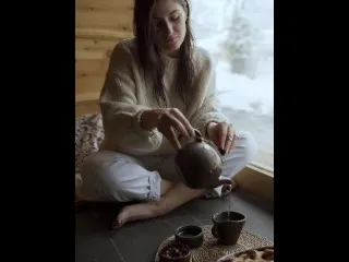 Girl Pouring Tea into Classic Glass