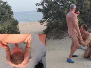 Public Beach Sex: Old Man, Younger Amateur