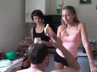 Joschi Slave Gets Humiliated Hardcore in Kitchen by Lea & Melady