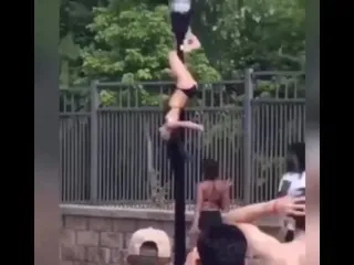 Giant Black Pole Stripper Show