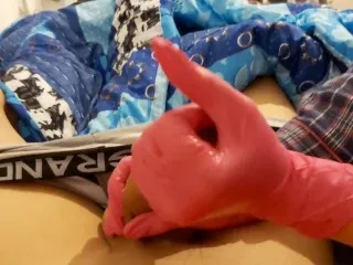 Wife's Intense Pink Latex Handjob