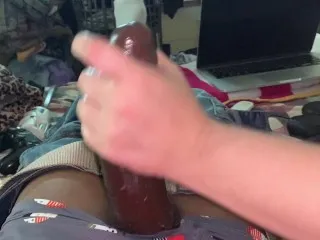Step Mom Gives Big Dick Step Son Edge-of-Cum Hand Job