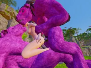 Furry Pumps 2 Cocks into Wife's Vibrant Orgy | Hardcore 3D