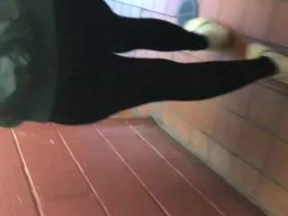 Transparent Leggings Wife Walks & Teases