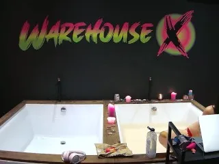 X masturbates in shower, live cam show at warehouse
