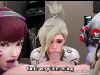 Overwatch Gangbang: Dva, Mercy, Widowmaker