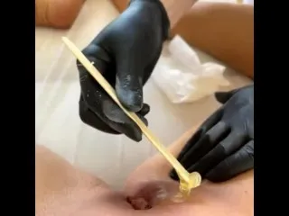 SugarNadya services customer's hot, slick pussy (Wax Play)