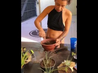 Hot Hottie Tending Plants - Daily Gardening Action