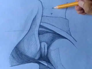 Public UpSkirt Drawing by Female Model