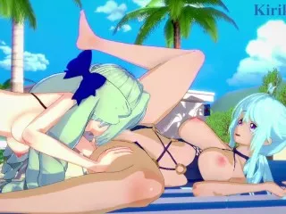 Intense Lesbian Beach Play - Saint-Germain, Cagliostro - Hentai Symphogear