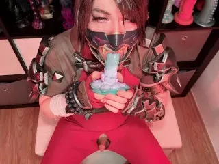 Monsterdildo Blowjob Training - Femboy Taki Cosplayer