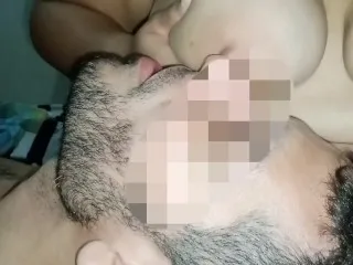 Husband Sucks Big Tits & Bites Hard Nips