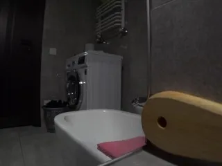 Cheating Wife with Young Neighbor in Bath, Husband Away. Home Video