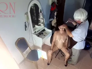 Naked Barbershop: Lady's Haircut Reveal - Bold Barber Action - CAM 22