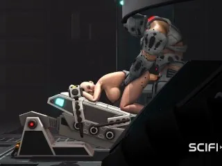 Bald Babe in Cuffs Fucked Roughly by Sex Cyborg in Lab