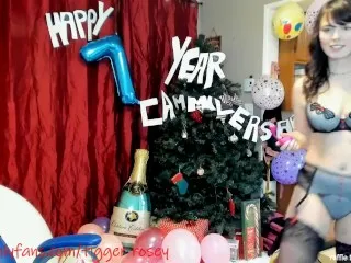 Popping Balloons with Anniversary Screaming Tits