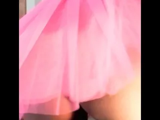 Pink Tutu Upskirt, No Panties - Hot Femdom Action 💥