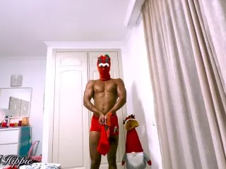 Men's Christmas Eve Twink Try-On w/Rudolph in Festive Underwear