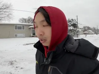 Homeless Pornstar (Name 1) 1st Snow Day of Year!! (52 characters)