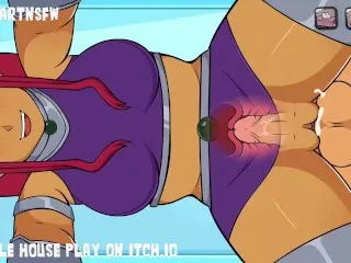 Starfire Bends Over: Hardcore Creampie Scene