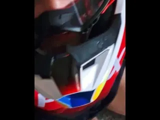 Jerking Off in Motocross Helmet - Horny Guy's X-rated Action