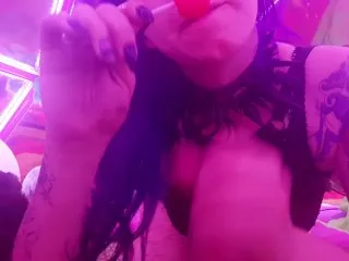 Slutty Raver Gets Filthy Foot Handjob - POV