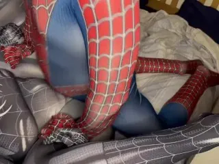 Handcuffed Spidey Thrusts Spidergirl