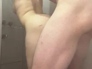 Beautiful Youngster in Shower Fucks Hard till Cumming on Big Tits