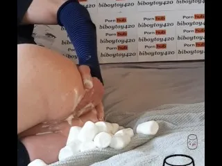 Twink Gets Large Anal Creamed with 24+ Marshmallows