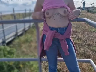 Flashing Tits on Busy Pier - Bold & Explicit