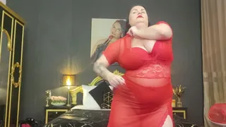 BBW Dances in Red Dress - Sizzling Performance