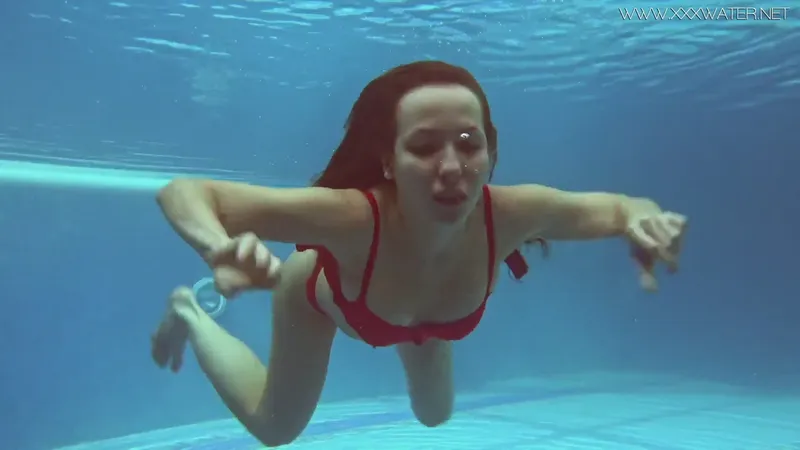 Lina Mercury - Red Lingerie Underwater Orgy