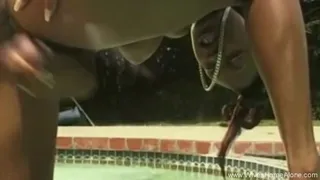 Ebony Wife Fucks Poolside