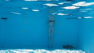 Public Pool Alone - Naked Beauty Swims Wild