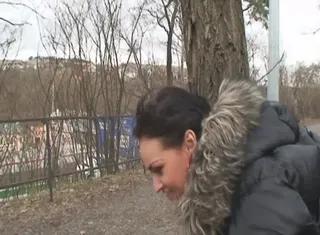 Outdoor Brunette Takes Hard Dick