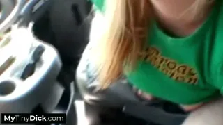 Blonde Sucks Small Dick in Car