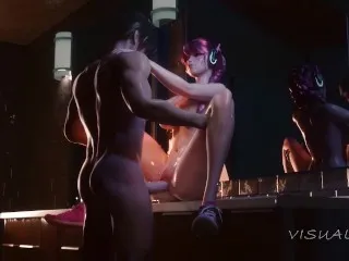 Hot D.va 3D Anime Bathroom Sex