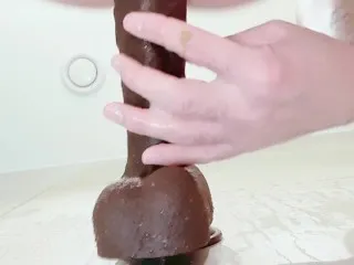 Twink Takes Massive Black Dildo